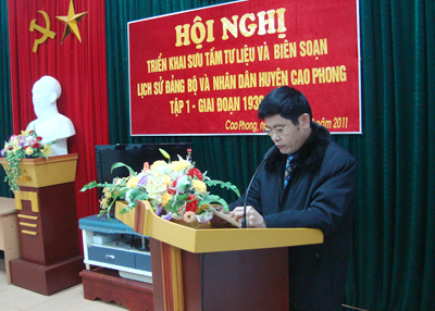 Triển khai sưu tầm, biên soạn “Lịch sử Đảng bộ và nhân dân huyện Cao Phong (1930 – 2010)”